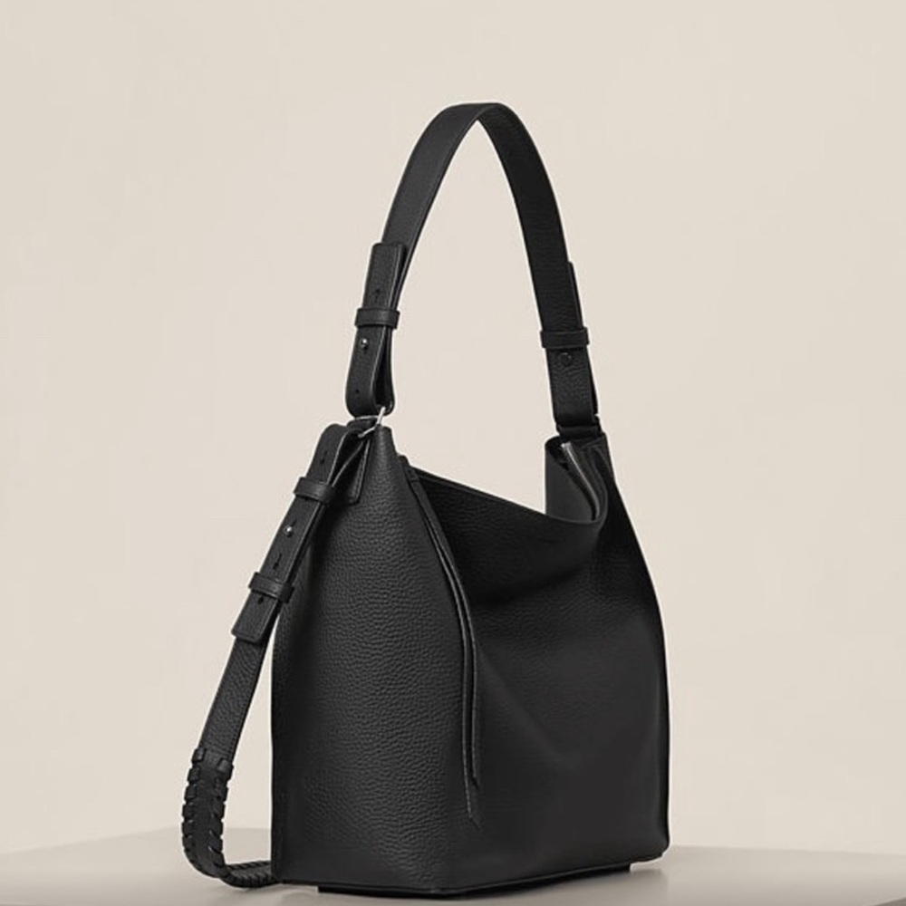 All Saints black leather hobo bag